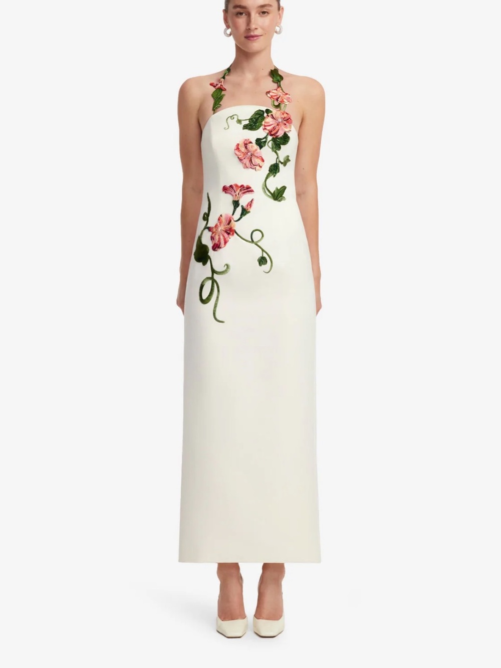 Floral Appliqué Ava Halter Dress - Leo Lin
